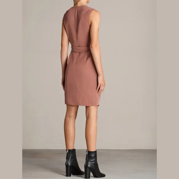 All Saints Dusty Rose Wrap Dress Size 8 - Picture 2 of 12